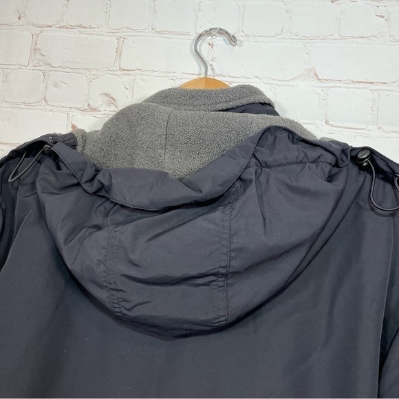 Vintage Lands End Fleece Winter Jacket Womens XL 18-20 Black Hooded - Picture 9 of 13